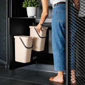 Prosperplast Závesný odpadkový kôš s vekom SYSTEMA Q, 12 l, 26 x 20 x 37,5 cm béžová