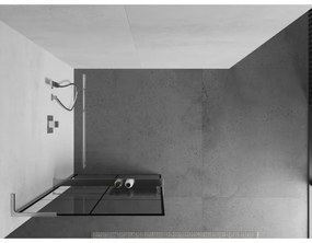 Mexen Kioto+ L, sprchová zástena Walk-In s poličkou a vešiakom 80 x 200 cm, 8mm číre sklo čierny vzor, chrómový profil, 800-080-123-01-77