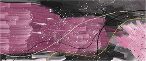 Obraz - Ružovo-čierna abstrakcia (120x50 cm)