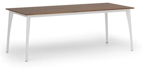 Rokovací stôl PRIMO OMEGA, 2000 x 900 mm, biela podnož, orech