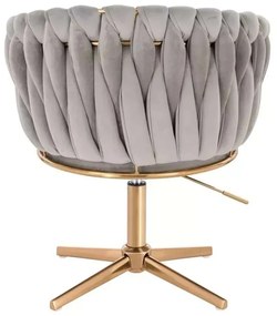LuxuryForm DESIGN Kreslo NORDEN VELUR na zlatom kríži - svetlo šedé