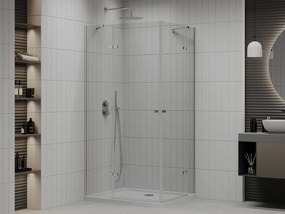 Mexen Roma Duo, sprchovací kút 80 (dvere) x 70 (dvere) cm, 6mm číre sklo, chrómový profil + slim sprchová vanička 5cm biela + chrómový sifón, 854-080-070-01-02-4010