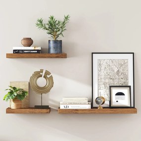 Nástenná plávajúca polica, 80 cm, rustikálna hnedá