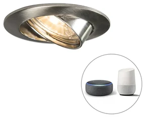 Inteligentné zapustené bodové svetlo čierne vrátane WiFi GU10 skloniteľné - Edu