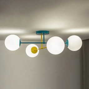 Prisadený luster MOON 4xE27/15W/230V tyrkysový/žltý