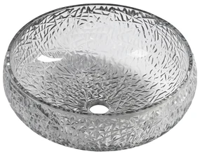 Sapho Sapho, GAVIOTA gravírované sklenené umývadlo na dosku Ø 42 cm, čierna, TY306