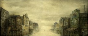 Obraz westernového mestečka (120x50 cm)