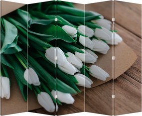 Paraván - Kytica bielych tulipánov (210x170 cm)