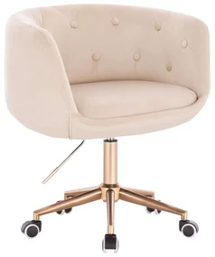 LuxuryForm DESIGN Kreslo MONTANA VELUR na zlatej podstave s kolieskami - krémové