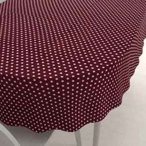 Biante Bavlnený oválny obrus Sandra SA-351 Biele hviezdičky na tmavo červenom 100x140 cm