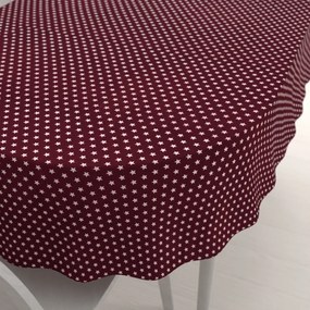 Biante Bavlnený oválny obrus Sandra SA-351 Biele hviezdičky na tmavo červenom 130x180 cm