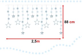 IKO Vianočné svetielka hviezdičky 138 LED, 2,5m – studená biela