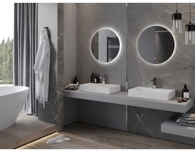 Mexen Erg, okrúhle LED podsvietené kúpeľňové zrkadlo 60 cm, 6000K, vykurovacia podložka proti zahmlievaniu, 9823-060-060-611-00
