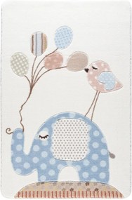 Detský svetlomodrý koberec Confetti Spotty Elephant, 133 × 190 cm