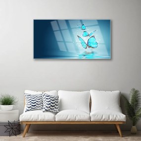 Skleneny obraz Motýle voda umenie 100x50 cm