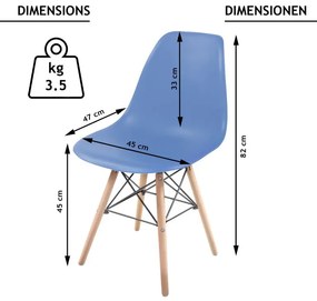 MIADOMODO sada jedálenských stoličiek, 4 kusy, modré