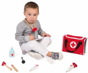 Drevený lekársky kufrík pre deti - Doktor s 10 doplnkami