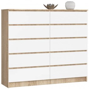 Komoda K140 10SZ CLP dub sonoma / biela