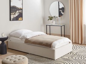 Buklé posteľ s úložným priestorom 90 x 200 cm krémová biela DINAN Beliani