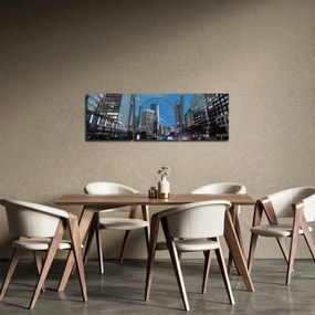 Obraz nočného mesta (s hodinami) (90x30 cm)