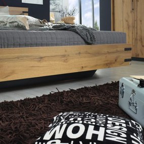 Sconto Posteľ ADDISON dub wotan/sivá, 160x200 cm, 2 nočné stolíky