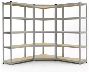 Stabilný kovový úložný regál s 5 policami 180x90x30