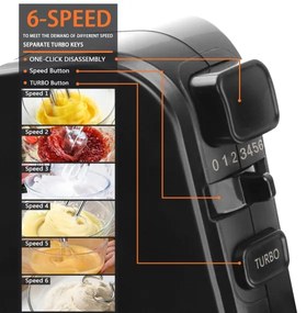 Aigostar - Ručný šľahač 300W/230V čierna/chróm