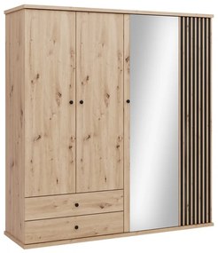 Štvordverová šatníková skriňa Sigeren SG24, Farby:: dub artisan / dub artisan + čierna