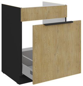 Dolná kuchynská skrinka pod drez Carminia 60 ZL 1S BB PREMIUM BOX (dub cremona + čierna). Akcia -22%. Vlastná spoľahlivá doprava až k Vám domov. 1127980