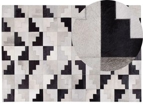 Kožený koberec 160 x 230 cm sivá/čierna EFIRLI Beliani