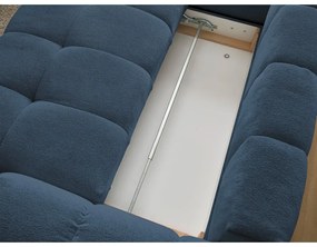 Tmavomodrá ženilková rozkladacia/s úložným priestorom rohová pohovka (ľavý roh/do L) Everest – Bobochic Paris