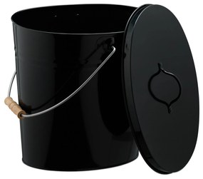 Vedro na popol s vekom 12l RD50423 | Čierny kov a drevo