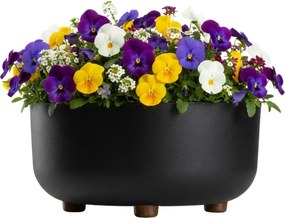 Plastový květináč na nožičkách TERRA 14,4x29,7 cm černý