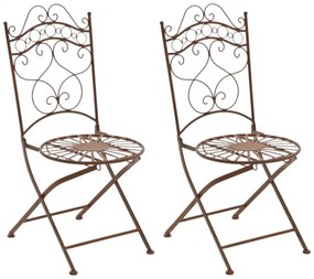 Kovová stolička skladacia Indra (SET 2 ks) - Hnedá antik