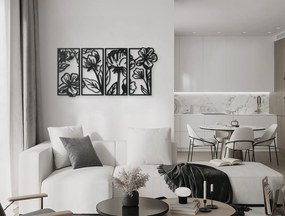 drevko 4-dielny obraz na stenu Kvety Rozmer obrazu: 32 x 65 cm, Farba dekorácie: Čierna