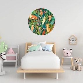 PIPPER. Kruhová samolepka na stenu "Zvieratá z džungle" Veľkosť: 60 cm