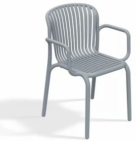 Brene Stohovateľná stolička s podrúčkami, 53 × 57,5 × 82,5 cm, plast, svetlosivá