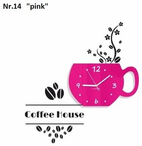 Coffee House dekoračné hodiny do kuchyne fialová