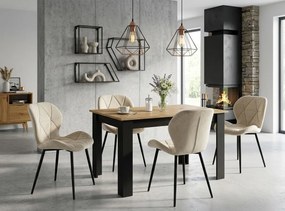 Set 2 stoličiek MANGO - svetlobéžový zamat / čierne nohy