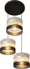 Luster na lanku HELEN 3xE27/15W/230V čierna/šedá/zlatá