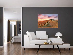 Obraz - Dom na kopci, Toskánsko, Taliansko (90x60 cm)