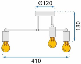 Toolight - Stropná lampa 4-bodová s čiernymi ramenami 392200, čierna, OSW-07623