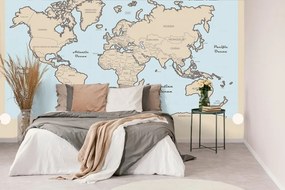 Samolepiaca tapeta mapa sveta s béžovým okrajom