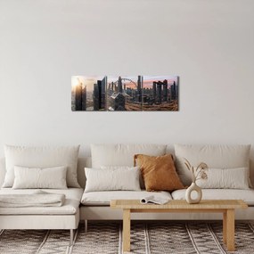 Obraz - Panorama Dubaja (s hodinami) (90x30 cm)