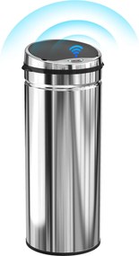 HOMCOM 50 l automatický odpadkový kôš, nerezový senzor, čierny a strieborný | Aosom