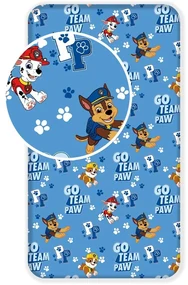 Modrá napínacia bavlnená detská plachta 90x200 cm Paw Patrol – Jerry Fabrics