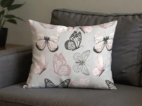 Súprava 2 ks dekoračných obliečok na vankúš z mikrovlákna MY BUTTERFLY 50x70 cm, svetlo sivá