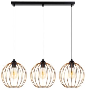 Luster na lanku MATT 3xE27/60W/230V čierna/medená