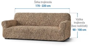 Bielastické poťahy FUCO biobavlna orieškové trojkreslo (š. 170 - 220 cm)