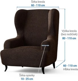 Bielastické poťahy COSTINA tabaková kreslo ušiak (š. 60 - 110 cm)